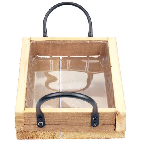Article Plateau en bois avec poignées plateau décoratif noir naturel 30×17×5cm