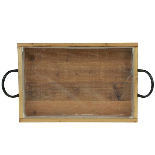 Article Plateau en bois plateau rustique avec poignées bois 40/35cm lot de 2