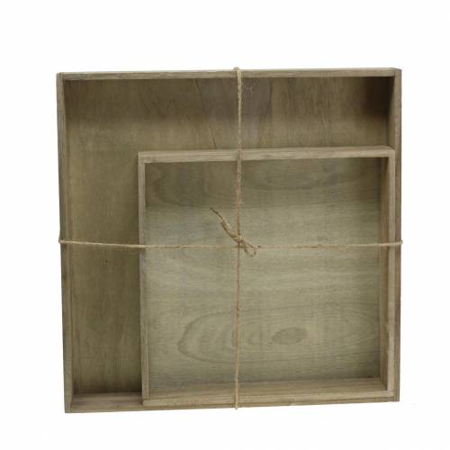 Floristik24 Plateau en bois nature lot de 2 carrés 40x40/30x30cm