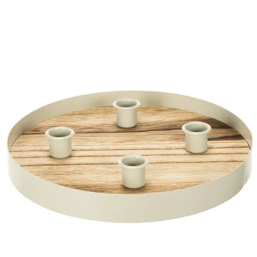 Chandelier rond en bois avec cadre métallique pour 4 bougies, 25 cm acheter | Floristik24.fr