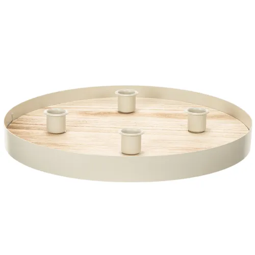 Plateau rond en bois pour 4 bougies chandelles, 30 cm acheter | Floristik24.fr