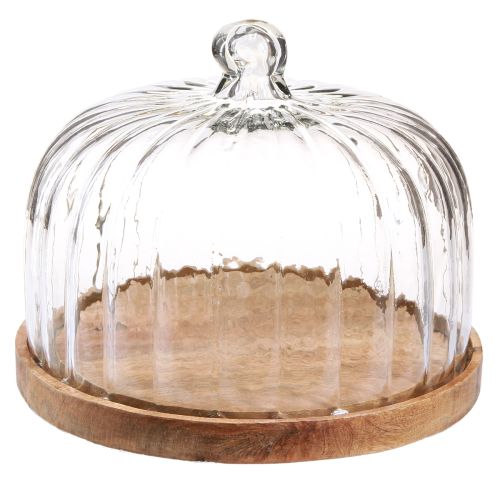 Floristik24 Assiette en bois avec dôme à fromage assiette décorative bois Ø29cm H22cm