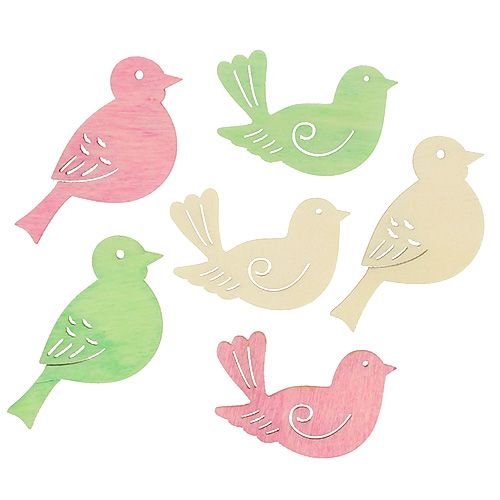 Oiseau en bois 4-5cm couleur pastel 72P