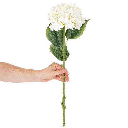 Hortensia artificielle sur tige 60 cm en tissu crème | Floristik24.fr