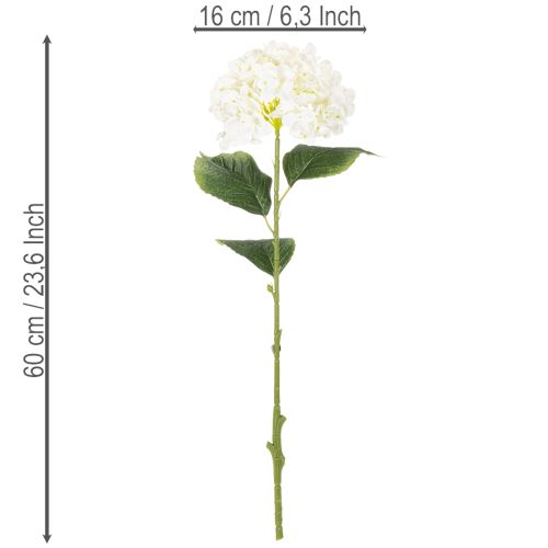 Hortensia artificielle sur tige 60 cm en tissu crème | Floristik24.fr