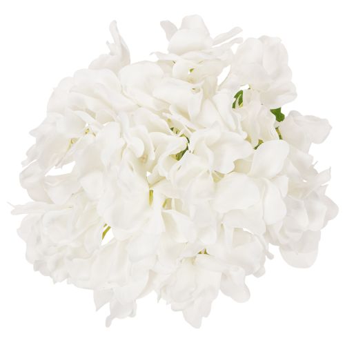 Hortensia artificielle blanche sur tige longue 48 cm en plastique | Floristik24.fr