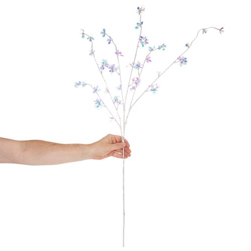 Branche florale artificielle 98 cm avec fleurs irisées | Floristik24.fr