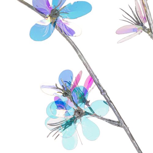 Branche florale artificielle 98 cm avec fleurs irisées | Floristik24.fr