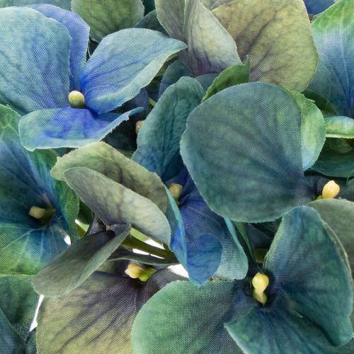 Fleur artificielle Hortensia bleu et vert sur tige décorative 53 cm | Floristik24.fr