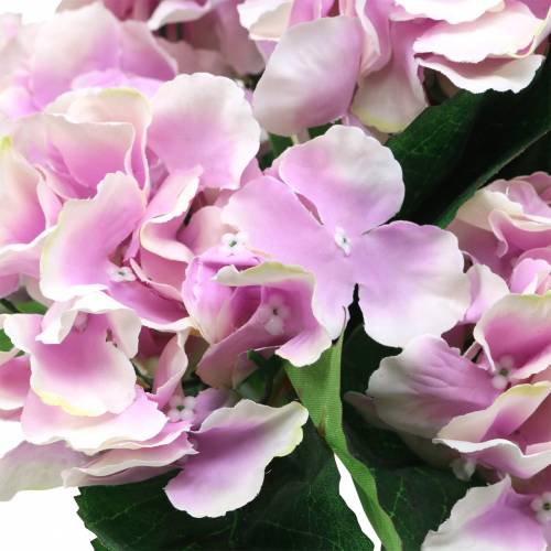 Article Fleurs d&#39;hortensia en soie dans un pot lilas 35cm