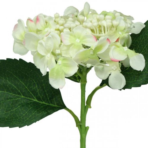 Hortensia, fleur en soie, fleur artificielle pour déco de table blanc, vert L44cm