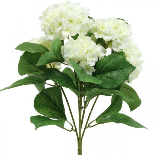 Hortensia fleurs artificielles en soie blanche bouquet décoration d&#39;été 42cm