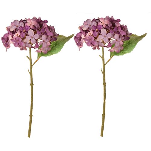 Article Hortensias artificiels violets, fleurs artificielles, 34 cm, 2 pièces