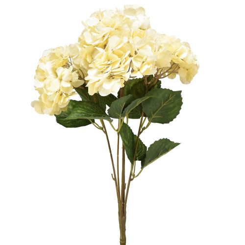 Article Bouquet d&#39;hortensia fleurs artificielles jaune 5 fleurs 48cm