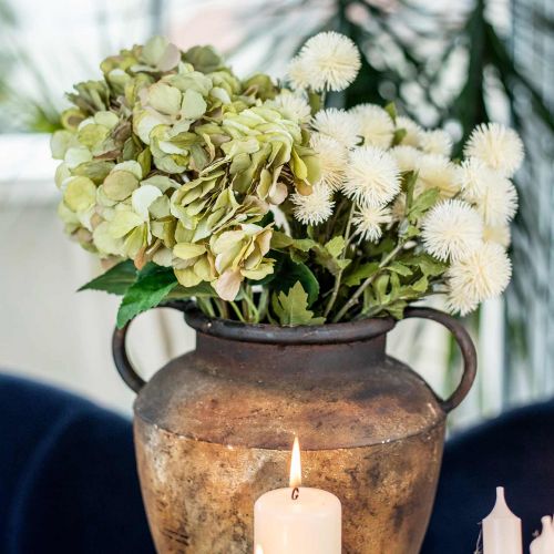Floristik24 Bouquet d'hortensias artificiels vert, marron 5 fleurs 48cm