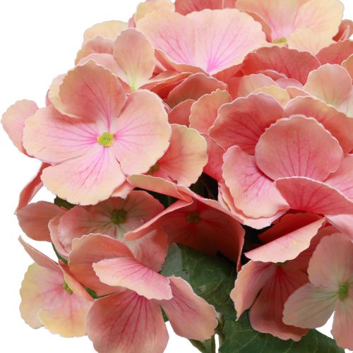 Article Hortensia fleur de jardin artificielle rose saumon 35cm