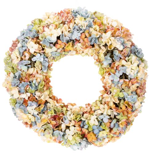 Couronne artificielle d'hortensias multicolore pour porte et mur 55 cm acheter | Floristik24.fr