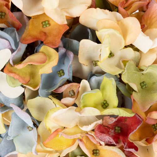 Couronne artificielle d'hortensias multicolore pour porte et mur 55 cm | Floristik24.fr