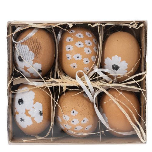 Article Décoration de Pâques à suspendre, printemps, Pâques, véritables œufs de poule, naturels, 6 cm, lot de 6