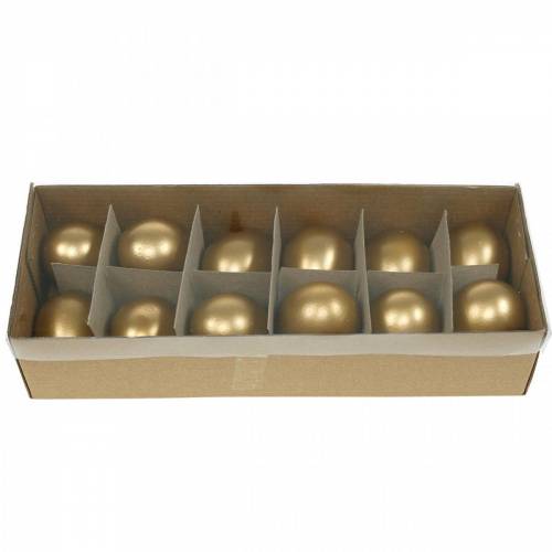 Article Oeufs de poule Oeufs soufflés dorés Décoration de Pâques 10 pcs