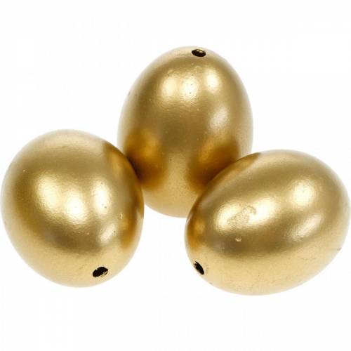 Article Oeufs de poule Oeufs soufflés dorés Décoration de Pâques 10 pcs