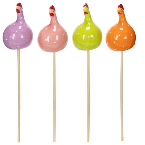 Article Piquets décoratifs en forme de poulet pour compositions florales printanières et décorations de table, 7,5 cm, lot de 4