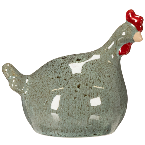 Article Figurine décorative de poulet en céramique pour le salon, de style rustique et de forme abstraite, 13 cm, lot de 2