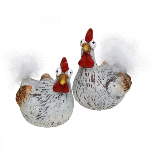 Lot de 2 jolies Poulettes décoratives en Céramique pour déco Pâques !