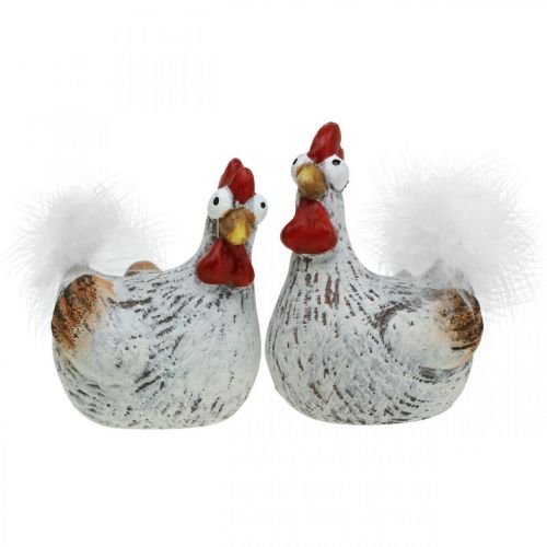 Floristik24 Pâques Poules Poulet Drôle Poulets Déco Céramique 4pcs