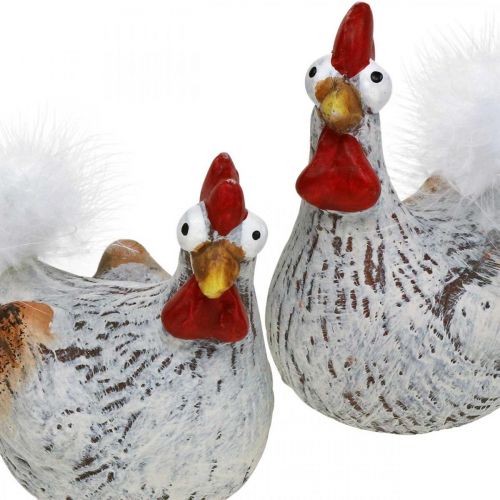 Floristik24 Pâques Poules Poulet Drôle Poulets Déco Céramique 4pcs