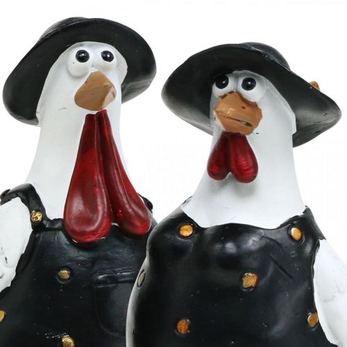 Floristik24 Paire de poules, décoration Pâques, printemps, poules décoratives avec chapeau H11cm lot de 2
