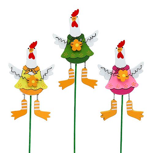 Floristik24 Poulet avec une sorte de fleur. sur tige 15pcs