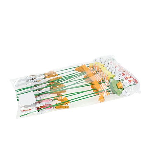 Floristik24 Poulet avec une sorte de fleur. sur tige 15pcs