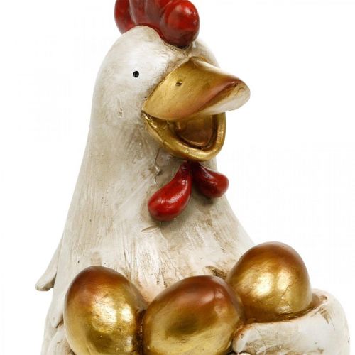 Floristik24 Poule de Pâques, poule décorative, poule aux oeufs d'or, figurine de Pâques H24cm