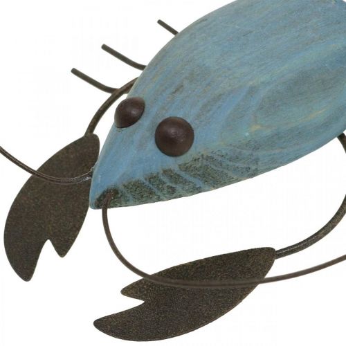 Floristik24 Homard en bois et métal décor maritime bleu 15x12cm