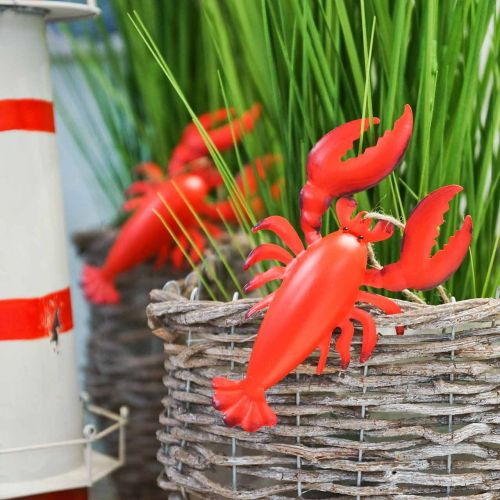 Floristik24 Cintre déco homard métal rouge 11,5x21,5cm 3pcs