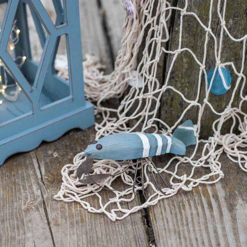 Floristik24 Homard en bois et métal décor maritime bleu 15x12cm