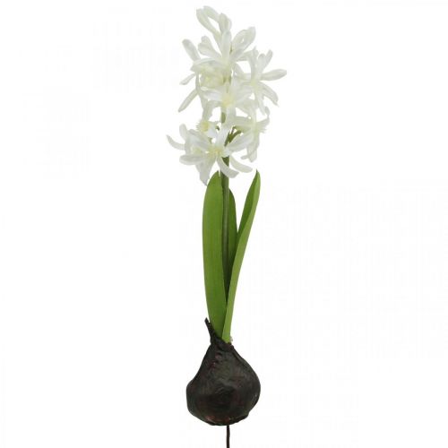 Jacinthe artificielle avec bulbe fleur artificielle blanche à coller 29cm