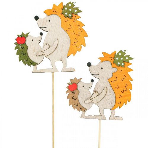 Article Bouchon de fleur hérisson avec enfant décoration d&#39;automne bois 8,5cm 8 pcs