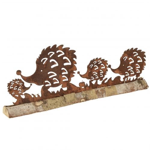 Floristik24 Famille hérisson décoration rouille patine d'automne 38x4,5x13,5cm