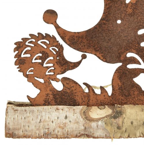 Floristik24 Famille hérisson décoration rouille patine d'automne 38x4,5x13,5cm