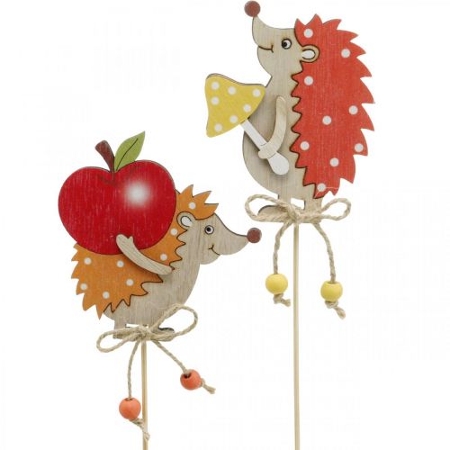 Floristik24 Bâton fleur hérisson, décoration en bois, figurine automne H9.5cm L32cm 12pcs