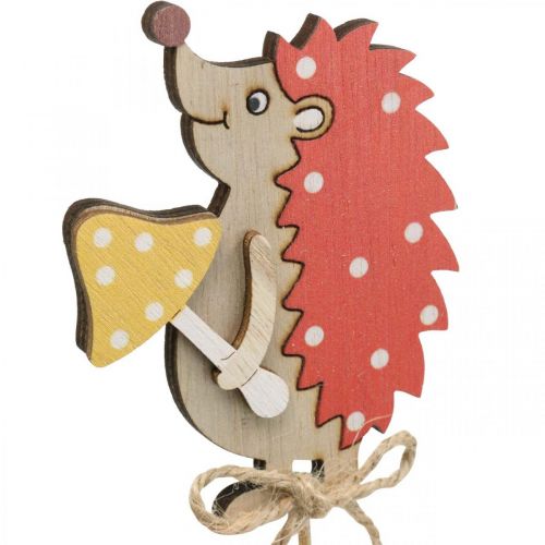 Floristik24 Bâton fleur hérisson, décoration en bois, figurine automne H9.5cm L32cm 12pcs