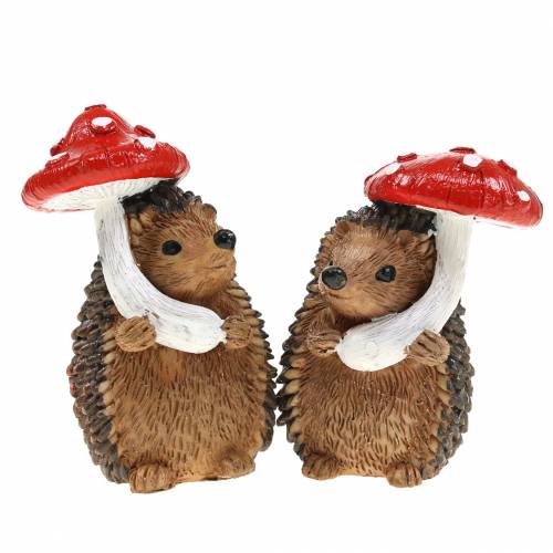 Floristik24 Figurine d&#39;automne hérisson avec champignon H7cm 6pcs