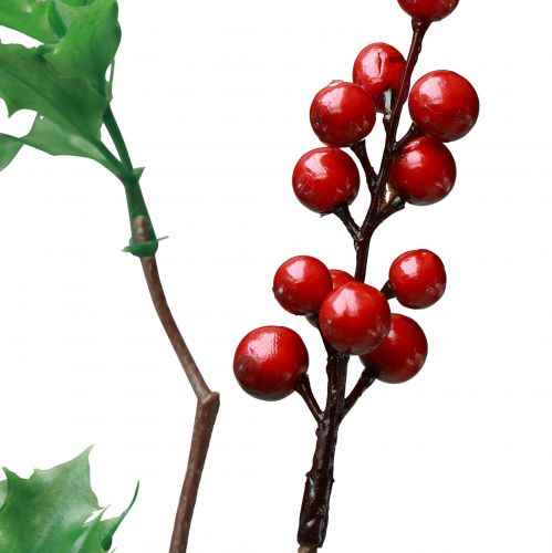 Floristik24 Ilex Branche de Houx Artificielle Baies Rouges 75cm