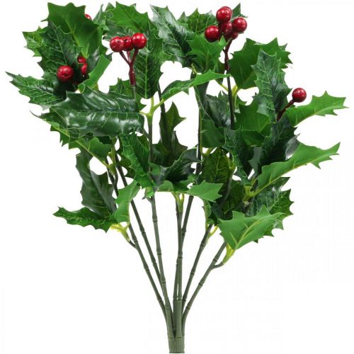 Floristik24 Branche de Noël houx Ilex baies artificielles 37cm