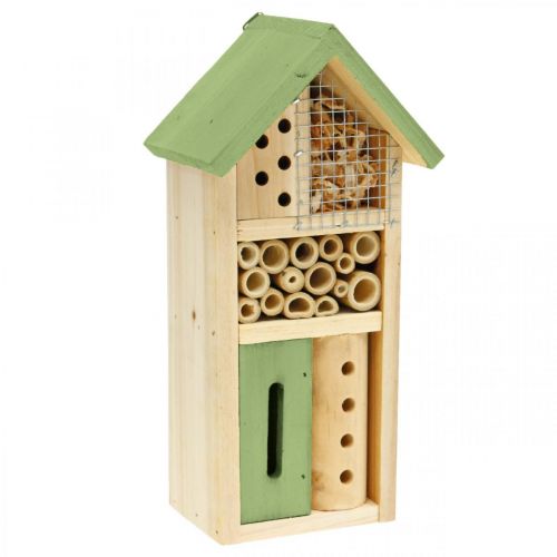 Maison d&#39;insectes de jardin en bois vert d&#39;aide à la nidification d&#39;hôtel d&#39;insecte H26cm