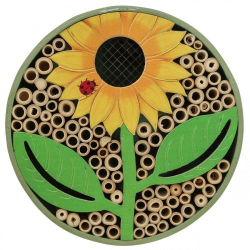 Floristik24 Hôtel à Insectes Maison à Insectes Ronde en Bois Tournesol Vert Ø25cm