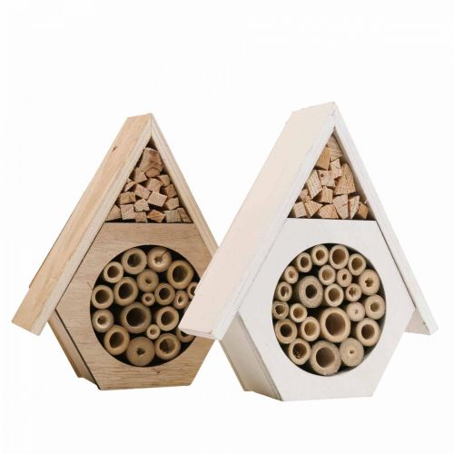 Article Insecte Hôtel Nid d&#39;Abeille Hôtel Abeille Bois Blanc Naturel H18.5cm 2pcs