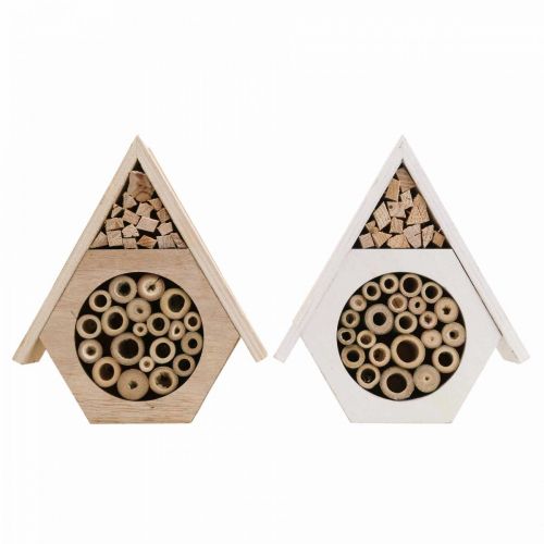 Floristik24 Insecte Hôtel Nid d&#39;Abeille Hôtel Abeille Bois Blanc Naturel H18.5cm 2pcs